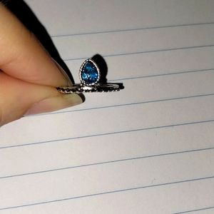 Silver ring with blue set